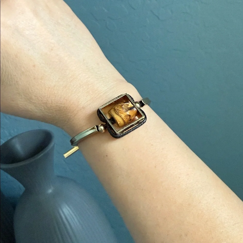 Gold and Black Wood/Gold Bracelet